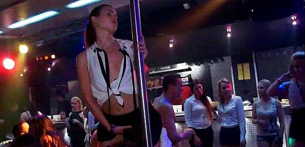  Dancing chicks pleasuring cunts at sex club